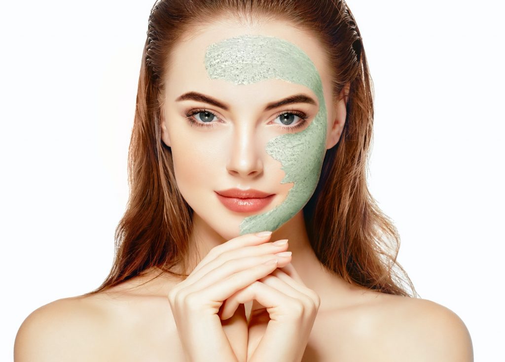 Woman spa mask half-face beauty concept.Woman spa mask half-face beauty concept.